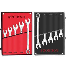 Cw007-10 Rochoof Combination Wrench Set 10-piece Sae And Metric 12-point Chrome Vanad