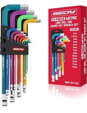 81134 Sedy 13-piece Color Coding Jumbo Ball End Long Arm Hex-key Large Allen Wrench Set.193