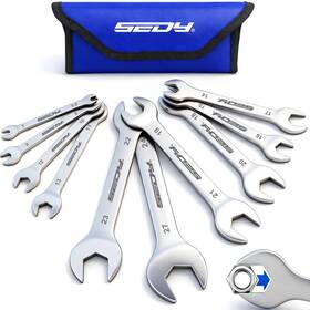 81174 Sedy 10-piece Super Thin Open-end Wrench Set Metric 5.5 27mm 3mm Silver