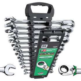 Sk 025141118544 Reversible Ratcheting Wrench Set Combination 13-piece Sae 1/