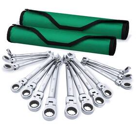 Sk 025141118728 Flex-head Ratcheting Wrench Set Combination 14-piece Sae 3/8