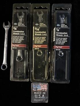 26112 Sk 26108 Nos Tools 6pt 1/4 Inch 5/16 3/8 Combo Wrench Set 26110 Usa