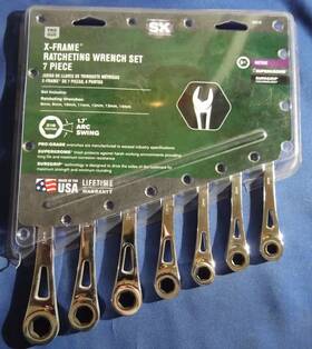 20419 Sk Hand Tool Pro Tools 7pc Metric X-frame Ratcheting Wrench Set Made In Usa