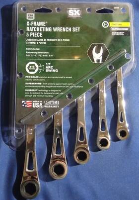 20449 Sk Hand Tool Pro Tools 5pc Sae X-frame Ratcheting Wrench Set Made In Usa