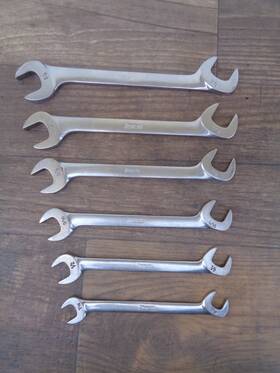 Vs14-vs24 Snap On Snap-on Tools Sae 4 Way Open End Angle Wrench Set 7/16-3/4 - 6 Wrenches Vs14-24