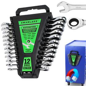 66113 Swanlake Garden Tools 12-piece Ratchet Wrench Set Metric 6-18mm Combination Wrenches