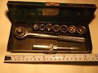 43786 Thumb 8 Ratchet Sockets 3 Wheel Pec Drive Rare " Box 12 Set Taiwan Sears