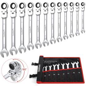 Towallmark 196336297136 12-piece Flex-head Wrench Set Ratcheting Combination Metric