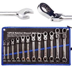 Tr Toolrock 750073858120 12pcs Flex Head Ratcheting Wrench Set- 8-19mm Metric Ratchet Comb