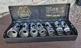 6307 Truecraft 3/8 Inch Dr. 7 Pc. Universal Swivel Socket Set To 3/4 Made In Japan