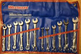 33m572 Westward Universal Combo Wrench Set Sae And Metric - 12 Pc