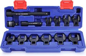 Workpro 820909603788 3/8 Inch Drive Crowfoot Wrench Set 13 Pcs Metric Crows Foot Black
