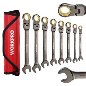 W003323a Workpro 8-piece Flex-head Ratcheting Combination Wrench Set Metric 9-17 Mm