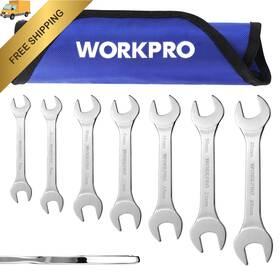 W003353a Workpro Metric Super-thin Open End Wrench Roll-up Set 5.5 - 23 Mm Silver
