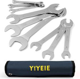 0002 Yiyeie Super-thin Open End Wrench Set 9-piece Sae 1/4 Inch To 9pcs Chrome Finish