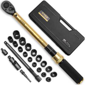 10-227 Yiyeie Y0017 22pcs Torque Wrench Set 1/2 Inch Drive 10-160 Ft.lb/10-227 Nm Click Wren