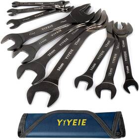Y1001 Yiyeie Super-thin Open End Wrench Set 10-piece Metric 10pcs Black Nickel Plating