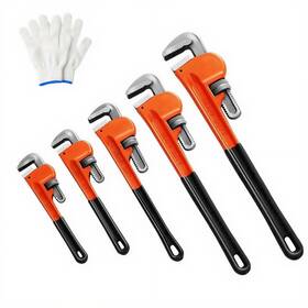 Sgq5 Zmwjyxx 5-piece Heavy Duty Pipe Wrench Set - 8 Inch 10 12 14 18 Adjustable Chrome