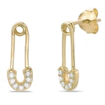 18K Yellow Gold Plated Silver Safety Pin Earrings With 0.11CT. Lab Grown Diamond. Fixed Price $105.29.