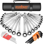 Horusdy 48PC Ratcheting Wrench Set Sae Metric Combo + Allen Hex Key. Fixed Price $77.00.