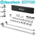 Duratech 27PCS Extra Long Flex Head Ratcheting Wrench Set Double Box End 8-22MM. Fixed Price $68.99.