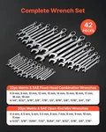 Combination Wrench Set 42-PIECE Sae & Metric 12-POINT W/ Roll Pouch. Fixed Price $58.99.