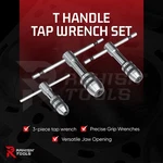 New Adjustable T-handle Tap Wrench Set Of 3 Pc M1-M4 / M4-M8 M6-M12 Edge Tools. Fixed Price $15.99.
