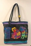 Laurel Burch Dancing Dogs Reusable Canvas Lined Tote Bag. Fixed Price $18.69.