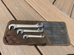 Bonney Open End Angled Obstruction Wrenches Lot Of (3) Original Leather Pouch. Fixed Price $39.00.