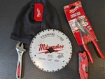 Milwaukee Open-box Bundle (beanie, Saw Blade, Cutters, Wrench, Fastback). Fixed Price $55.00.