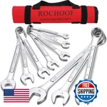 Rochoof 10-PIECE Metric Combination Wrench Set 6-19MM Crv Steel W/ Pouch. Fixed Price $36.10.