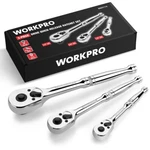 Workpro 3PC Ratchet Set Quick Release Reversible 72-TOOTH 1/4" 3/8" 1/2" Drive. Fixed Price $26.79.