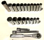 Craftsman 3/8 Dr. Deep Socket Sets (8) Sae & (11) Metric 2 Extension Ratchet. Fixed Price $49.99.