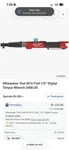 Milwaukee 2466-20 M12 Digital Torque Wrench With One-key-free Shipping. Fixed Price $530.00.