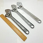 3-VINTAGE 12"INCH Heavy Duty Adjustable Wrench Set Diamond Utica Chevron Usa. Fixed Price $49.95.