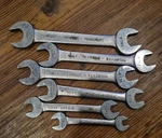 Set Of 6 Gray Brand Open Ended Spanner Wrenches 1/2" Bsw 3/8". Fixed Price $65.00.
