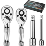 Duratech 4PCS 1/4" 3/8" Drive Stubby Ratchet Set With Extension Bar 72-TOOTH. Fixed Price $18.59.
