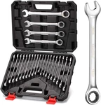 24-PIECE Wrenches Chrome Vanadium Steel Ratcheting Set With Metri. Fixed Price $112.06.