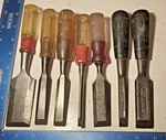 Vintage Stanley 7 Wood Lot Usa Bench Chisels Mixed Sizes Carpenter Tools. Fixed Price $45.00.
