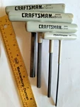 Four Vintage Craftsman Metric T-handle Hex Key Wrenches 10MM, 8MM, 6MM, 3MM. Fixed Price $14.99.