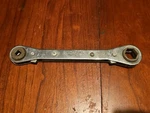 Ratcheting A/c Wrench, 1/4" + 3/16" Sq & 1/2" 9/16" Hex, Blackhawk # ZW-1045A. Fixed Price $13.00.