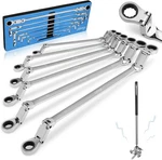Disen Double Jointed Extra Long Flex Head Ratchet Wrench Set, 6 Pcs Metric 8-19M. Fixed Price $111.02.