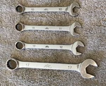 Mac Tools Vintage Metric Combination Wrench 4 Piece Set 10MM, 11MM, 12MM, 17MM. Fixed Price $115.00.