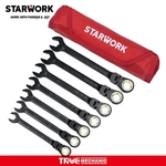 Starwork 7PC. 120T Flexible Ratcheting Wrench Set, With Roll-up Pouch Bag. Fixed Price $53.00.