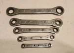 Vintage Craftsman 5PC Flat Metric Ratcheting Box Wrench Set 42170 7MM-21MM. Fixed Price $50.00.
