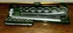 Vintage Indestro No 1452 Hex Drive Socket Wrench Set Green Metal Case Usa Made. Fixed Price $39.95.