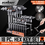 18 Pc Sae & Metric Handle Wrench Ball End Hex Key Set W/ Storage Stand. Fixed Price $26.99.