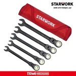 Starwork 5PC. 120T Flexible Ratcheting Wrench Set, With Roll-up Pouch Bag. Fixed Price $40.00.