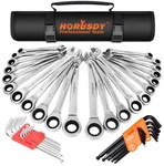 Horusdy 48PC Ratcheting Wrench Set Sae Metric Combo + Allen Hex Key. Fixed Price $72.99.