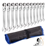 Qnkaa Flexible Ratchet Wrench 12PCS 8-19MM 12-PIECE Metric Set, Silver. Fixed Price $70.07.